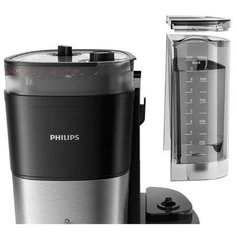 Philips All-in-1 Brew Coffee Maker HD7900/50 – 1.25L, Integrated Grinder, Duo-Bean Container, Timer, Black