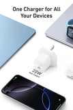 أنكر شاحن زولو 20 واط بتقنية GaN، يدعم تقنية توصيل الطاقة USB PD، مع كابل تايب سي – أبيض