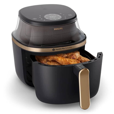 Philips Airfryer NA332/09 – 6.2L Capacity, 1700W RapidAir Plus, 16 Cooking Functions, Black