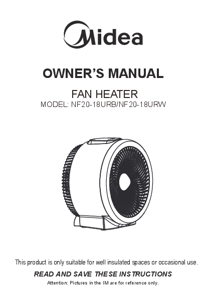 Midea Fan Heater 2000 Watts 4 Heating Levels - NF20-18UR
