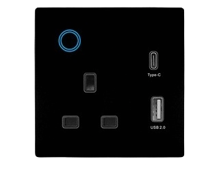 Gopeta, WiFi 13A UK Single Socket with 2 USB Outlets (USB-A & USB-C)