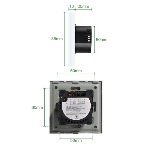 Gopeta, Smart Wi-Fi 20A Double Pole Touch Switch for High Power Appliances