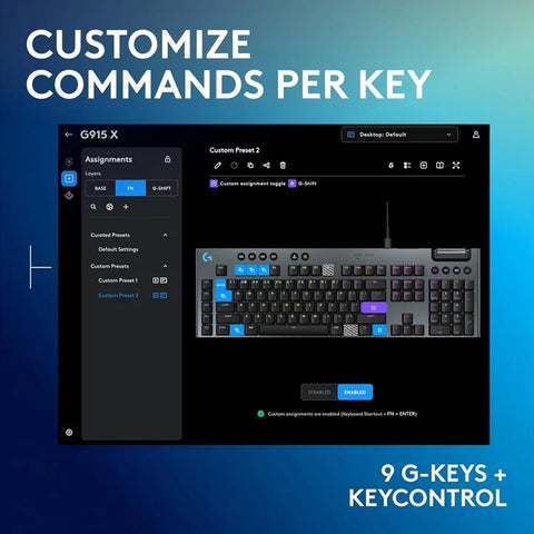 Logitech G915, X Wired Low Profile Mechanical Gaming Keyboard (Tactile Switch) - Black (US Layout)