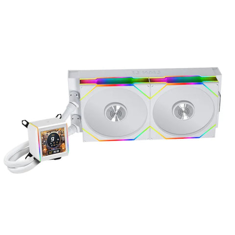 LIAN LI GALAHAD II LCD 280mm Liquid CPU Cooler with TL 140 Wireless Fans - White