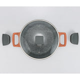 دايو طقم قدور جرانيت من سلسلة دايو H مكون من 9 قطع: قدر بأحجام 28، 24، 20 سم، ومقلاة بحجم 26 سم، بالإضافة إلى قطعتين من أدوات الطبخ