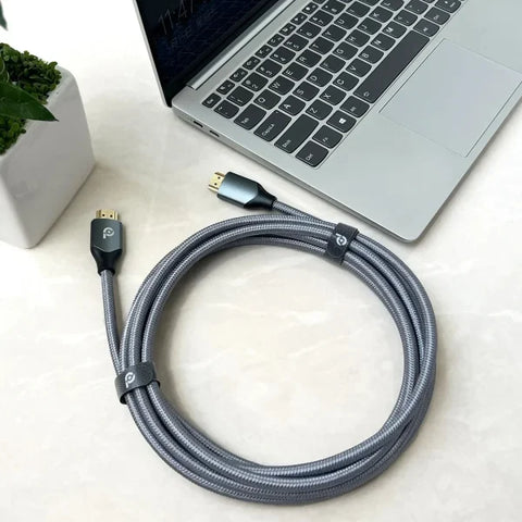 كابل Powero+ Visual HDMI إلى HDMI بدقة 8K ومضفّر بطول 3m - رمادي