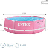 INTEX 2.44m x 76cm Pink Metal Frame Pool, Set up28290NP