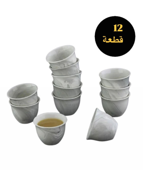 طقم فنجان عربي ماربل 12 قطعة