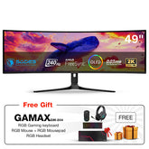 SADES SP-Whale SA-C01U49, 49" 5120×1440 Dual QHD OLED, 240Hz, 0.03ms, HDMI 2.1 Curved Gaming Monitor - Black Bundle With Gamax GM-204, 4-in-1 Wired PC Gaming Accessory Set with Arabic Mechanical Keyboard – Black