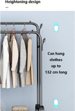 Double Layer Metal Clothes Rack with Wheels