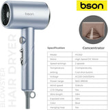 BSON Blowster Hair Dryer - 1800W with LCD Display & Overheat Protection