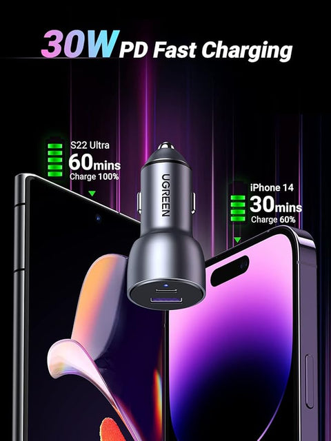 UGREEN 52W Car Charger Alu Case (Space Grey)CD213