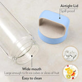 Borosil Borosilicate Glass Water Bottle with Leakproof Airtight Lid, Fridge Safe Wide Mouth Clear Bottle