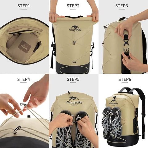 Naturehike TB03-Shimmer-TPU Wet and Dry Separation Waterproof Bag- Khaki (30L) (without shoes)