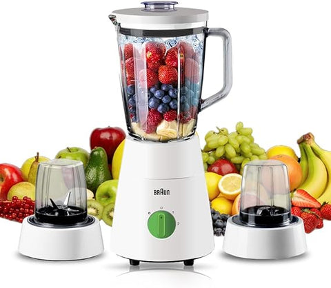 Braun 3-in-1 Glass Blender With 4 Blades System JB0153WH