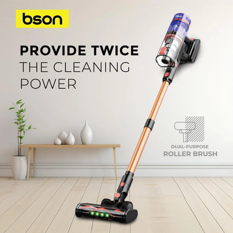 BSON Cordless Vacuum Cleaner - 35KPA Suction, Tangle-Free Roller Brush