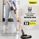 BSON Cordless Vacuum Cleaner - 35KPA Suction, Tangle-Free Roller Brush