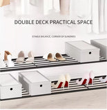 Double Layer Metal Clothes Rack with Wheels