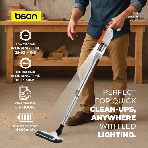 BSON Cordless Stick Vacuum - Orange with Light & Water Tank