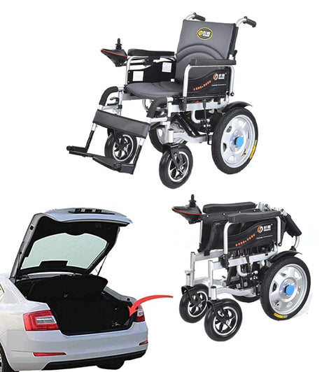 Foldable & Rechargeable Electric Wheelchair with Aluminium Wheels & Stainless Steel Frame