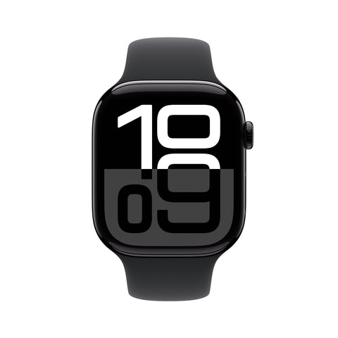 APPLE WATCH SERIES 10 GPS + CELLULAR 42MM JET BLACK ALUMINIUM CASE WITH BLACK SPORT BAND - S/M