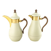Vacuum Flask Set Beige - Wooden - 700ml+1 L