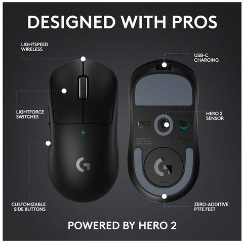 Logitech PRO X SUPERLIGHT 2c Compact Wireless Gaming Mouse - Black