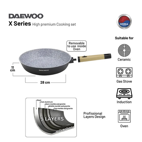 Daewoo Granite Frying Pan 28 cm - Black & Brown