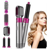 5 In 1 Hair Rotating Hair Dryer Hair Straightener Comb Curling Brush 5 interchangeable barrels
