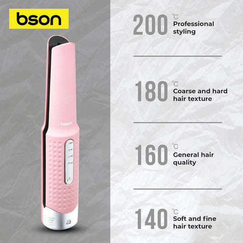 BSON Lock Hair Styler - Wireless Straightener & Curler with Heat Adjustment