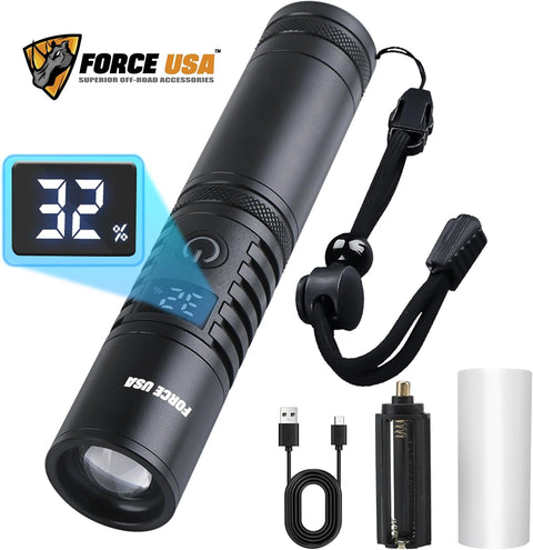 BSON Force USA Telescopic Flashlight - 2000 Lumens, Adjustable Focus Beam