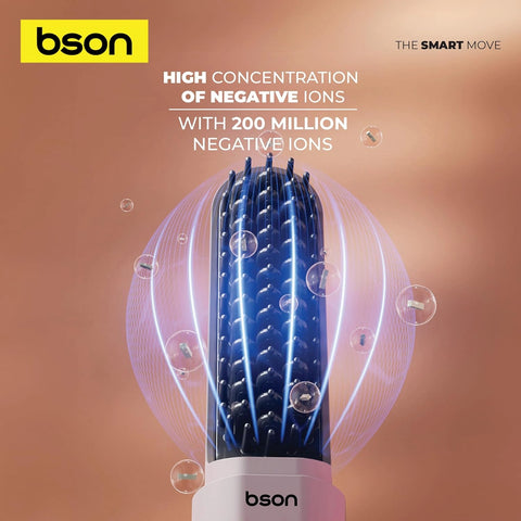 BSON 2-in-1 Hair Comb & Straightener/Curling Iron - Cordless & Adjustable Heat