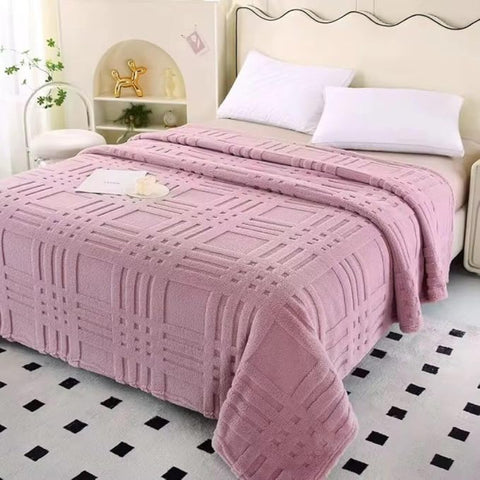 Plaid Embossed Grid Pattern Blanket,Size 200X230 CM