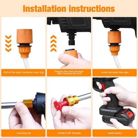 Cordless Pressure Washer, Portable Pressure Washer with Rechargeable 1 Battery 4-in-1 Nozzle, Handheld High-Pressure Car Washer Gun