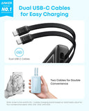 Anker Zolo Power Bank (10K, 35W, Built-In Dual USB-C Cables) - White