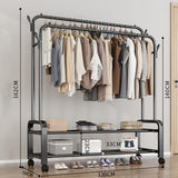 Double Layer Metal Clothes Rack with Wheels