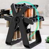 Rotating Spice Rack Organizer with 18 Glass Jars