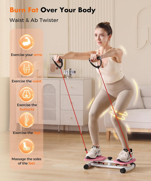 Waist Twister Machine Exercise Fitness Tool, Ab Twister Board with the Smart LED Digital Monitor, 300lbS Capacity & 20dB Ultra-Quiet, Anti-Slip Home Gym Workout Equipment for Women Belly Fat
