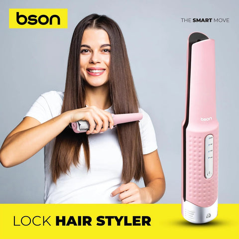 BSON Lock Hair Styler - Wireless Straightener & Curler with Heat Adjustment