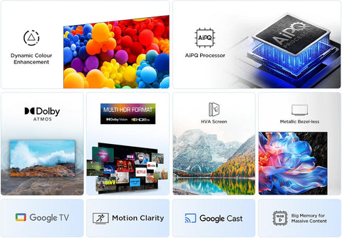 تلفزيون تي سي ال 75P6K مقاس 75 بوصة بدقة 4K فائقة الوضوح، وتقنية HDR، تلفزيون ذكي يعمل بنظام جوجل تي في (صوت Dolby، تحكم صوتي، متوافق مع مساعد Google).