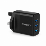 شاحن Powero+ Titan بتقنية GaN وثلاثة منافذ بقدرة 65W - أسود