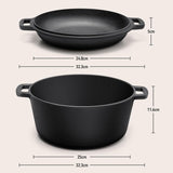 Westinghouse 5-Quart Pre-Seasoned Cast Iron Dutch Oven with 10.25-Inch Skillet Lid – Black