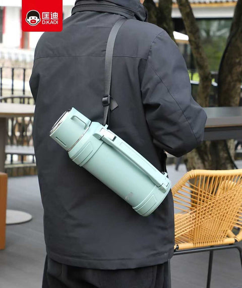 D.Kadi KD9110 Vacuum Bottle 2000ML with Carry Strap - White