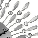Modern Decorative Sunburst Wall Clock with Crystal Accents, Bold Numerals & Silent Quartz Sweep Movement
