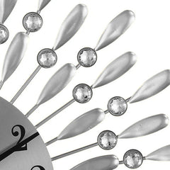 Modern Decorative Sunburst Wall Clock with Crystal Accents, Bold Numerals & Silent Quartz Sweep Movement