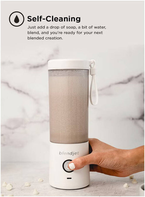 Blendjet V2 Portable Blender 16oz, Smoothie Maker, Fruit Blender, BPA-Free, 475ml, 200W, Sports Bottle, USB-C Rechargeable - Glacier