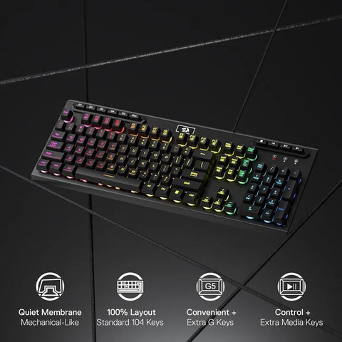 Redragon, ADITYA K513 Membrane Gaming Keyboard - Black