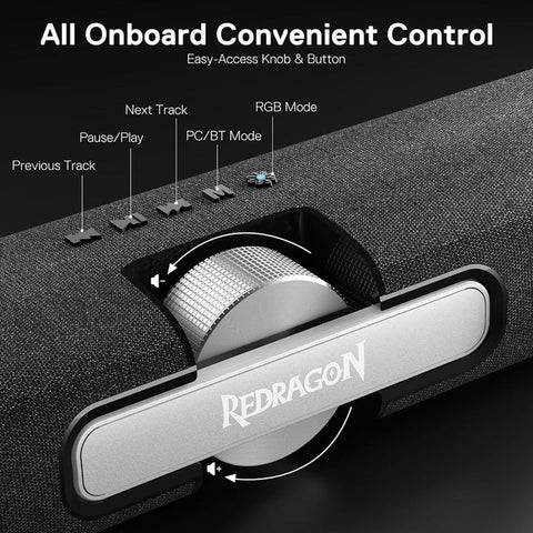 Redragon GS512, Wireless RGB Desktop Speakers - Black