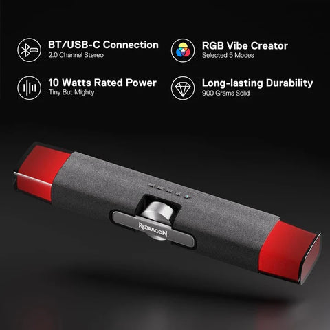 Redragon GS512, Wireless RGB Desktop Speakers - Black