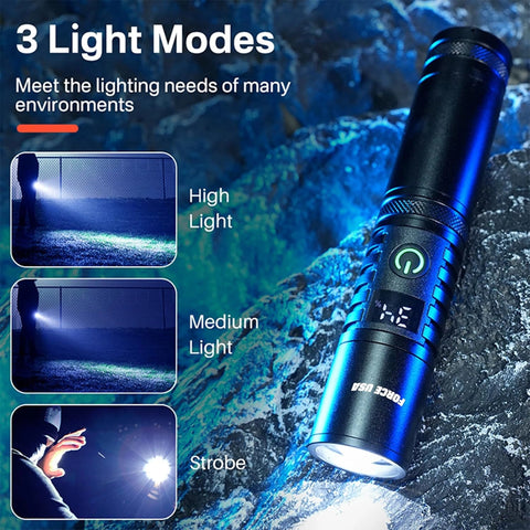 BSON Force USA Telescopic Flashlight - 2000 Lumens, Adjustable Focus Beam